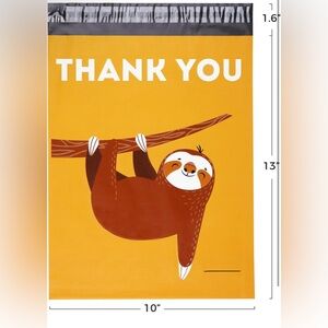 Poly Mailers - Qty 20 - 10” x 13” - Yellow “Thank you” mailers with Sloths!!